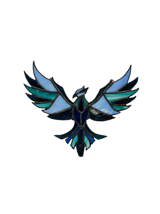 "Blue Phoenix" Stained Glass