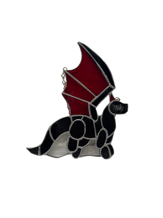 "Black Red Dragon" Stained Glass