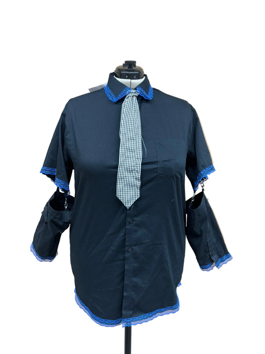 "2 way" Black Button Up