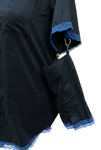 "2 way" Black Button Up