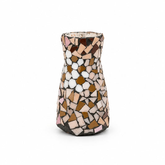 "Pink & Brown Leopard" Mosaic Vase